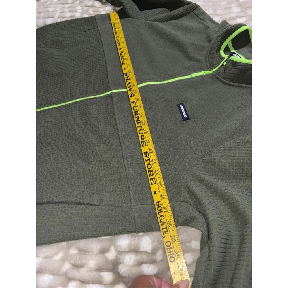 Lands End Full Zip Fleece Jacket Mens 2XL Green Lightweight Hiking Camping